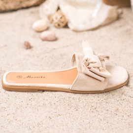 Mannika Pantofle S Mašlí hnědý 1