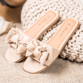 Mannika Pantofle S Mašlí hnědý 2