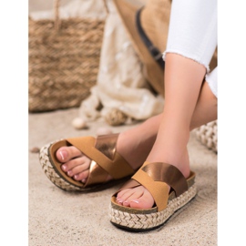 SHELOVET Pantofle Na Platformě hnědý žlutá 2