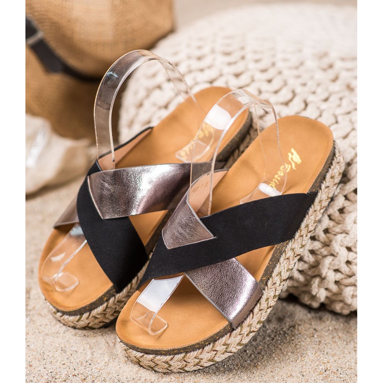 SHELOVET Pantofle Na Platformě černý šedá 1