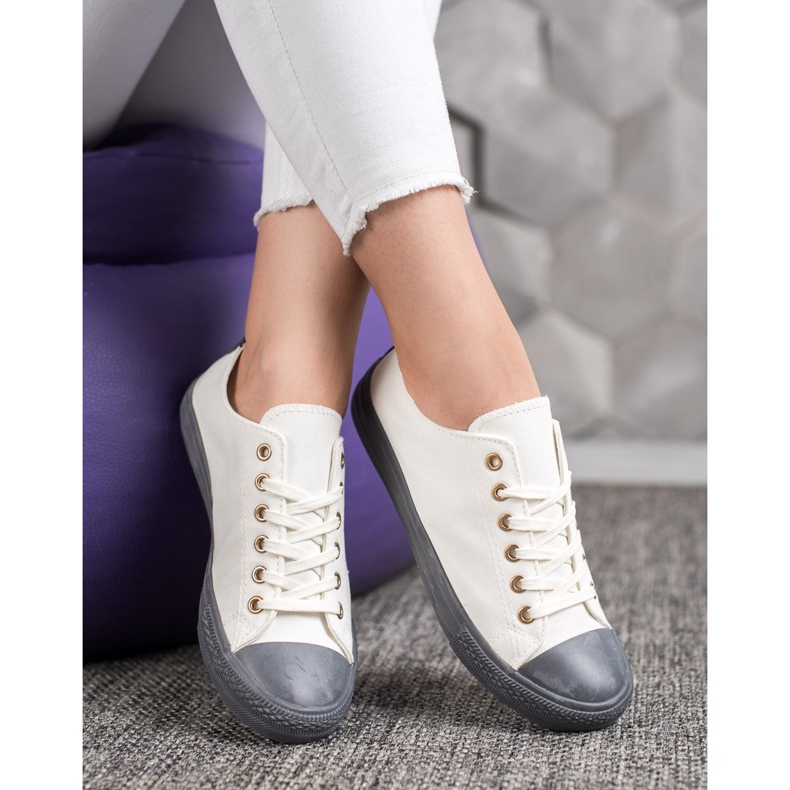 SHELOVET Textilní tenisky bílý šedá 1