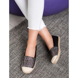 SHELOVET Černé espadrilky se třpytkami černý 1