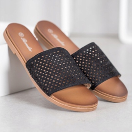 Renda Prolamované pantofle černý 1