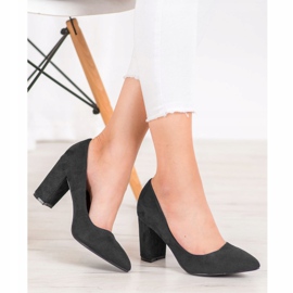 SHELOVET Semišové vysoké podpatky černá 1