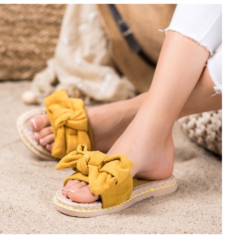 Anesia Paris Stylové semišové pantofle žlutá 2