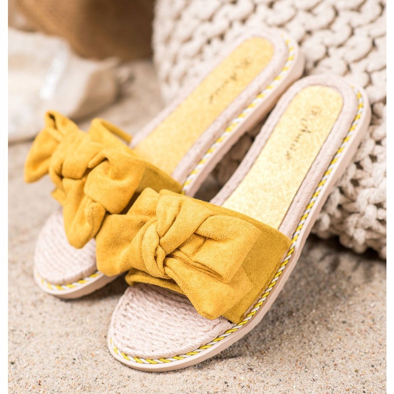 Anesia Paris Stylové semišové pantofle žlutá 1