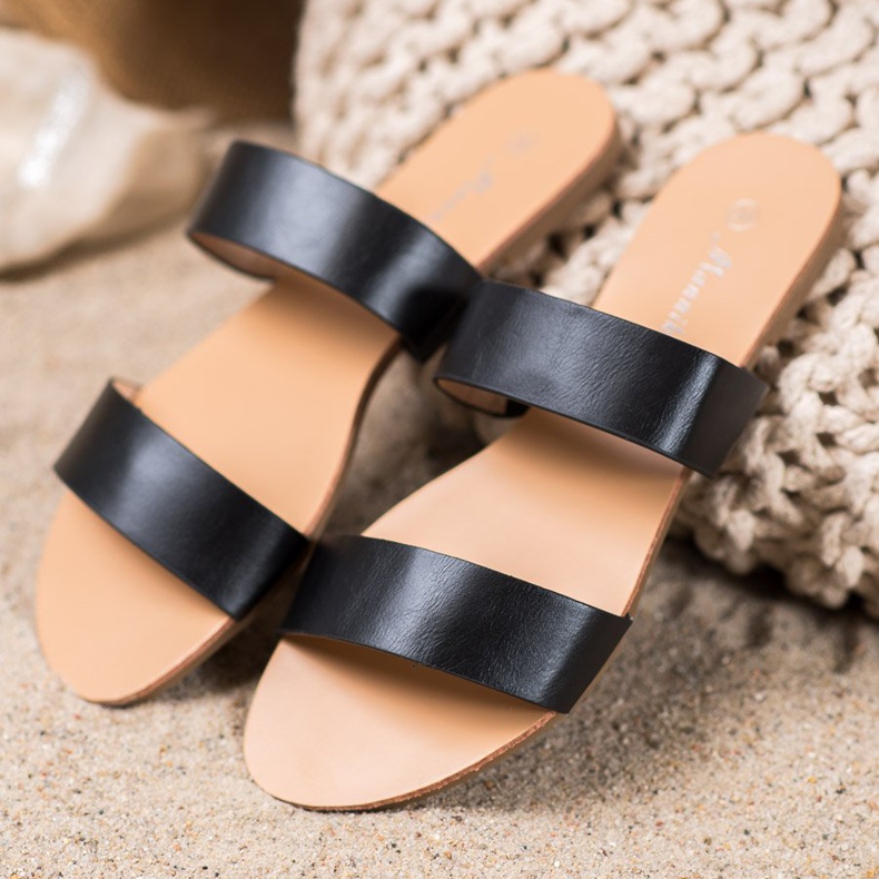 Mannika Klasické pantofle z ekologické kůže černá 1