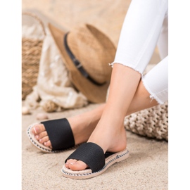 Renda Textilní černé pantofle černá 2 Renda Textilní černé pantofle černá 2