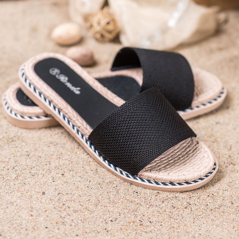 Renda Textilní černé pantofle černá 1 Renda Textilní černé pantofle černá 1