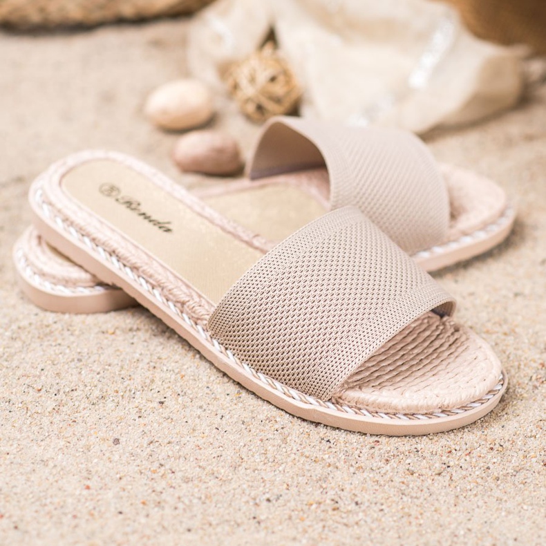 Renda Textilní béžové pantofle béžový 1