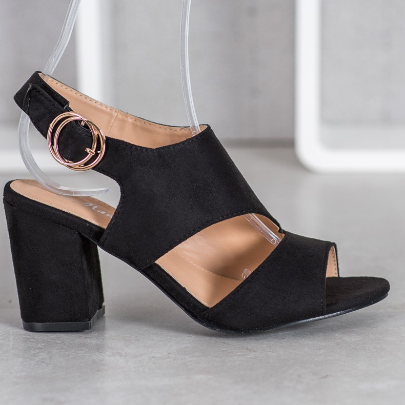 Mannika Černé sandály na vysokém podpatku černá 2 Mannika Černé sandály na vysokém podpatku černá 2