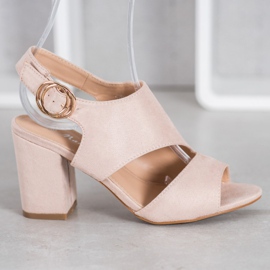 Mannika Béžové sandály na vysokém podpatku béžový 2