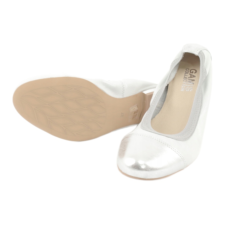 Gamis Pohodlné stříbrné kožené balerínky stříbrný šedá 3 Gamis Pohodlné stříbrné kožené balerínky stříbrný šedá 3