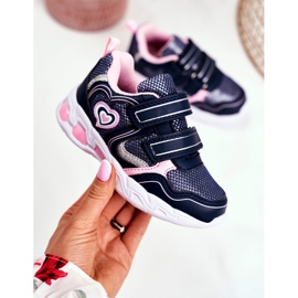 EVE Sportovní dětské boty zářící na suchý zip tmavě modrá šarlatová námořnická modrá růžový 2