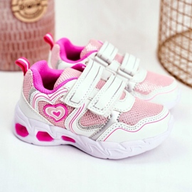 EVE Sportovní dětské boty zářící bílý šarlatový suchý zip růžový 1