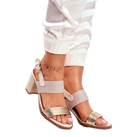 EVE Dámské sandály na postu Béžová a Zlatá Emmy béžový zlatý 1