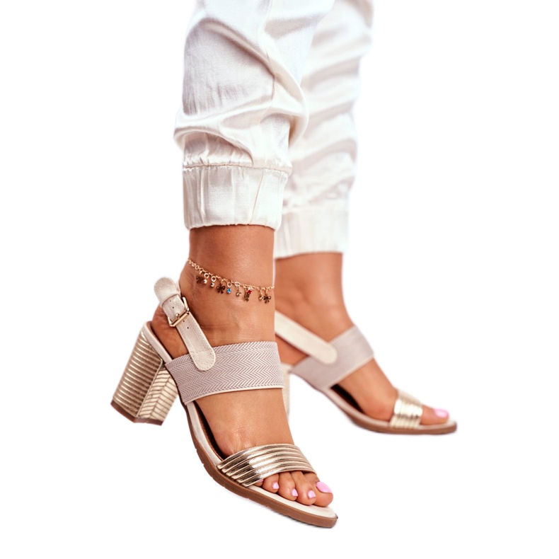 EVE Dámské sandály na postu Béžová a Zlatá Emmy béžový zlatý 2