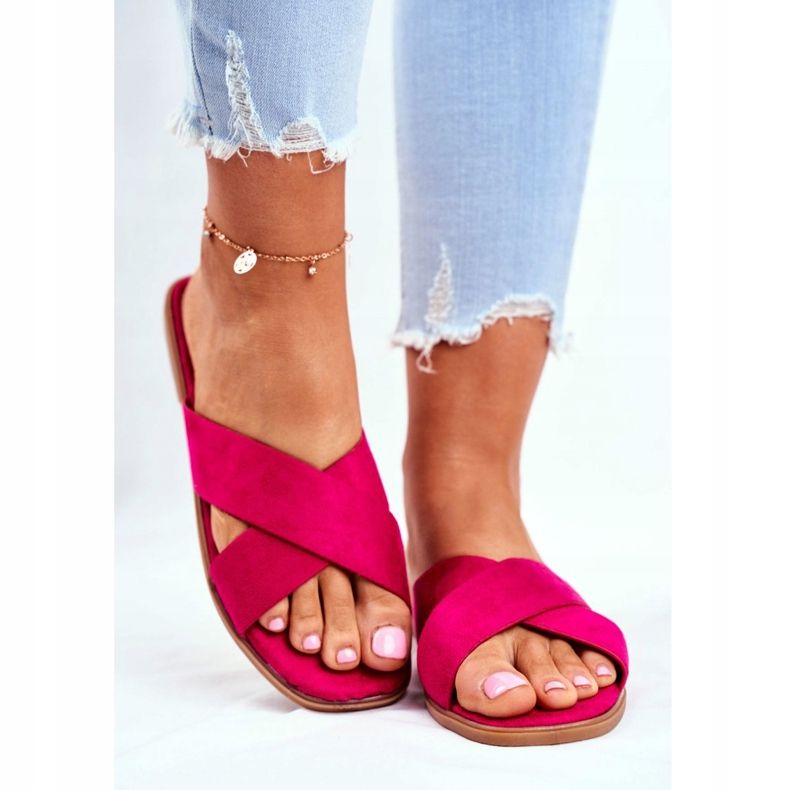 Dámské pantofle Opasky na kříži Fuchsie Filipíny růžový 2