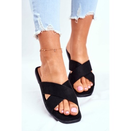 Dámské pantofle, proužky, kříž, černé Filipíny černá 2