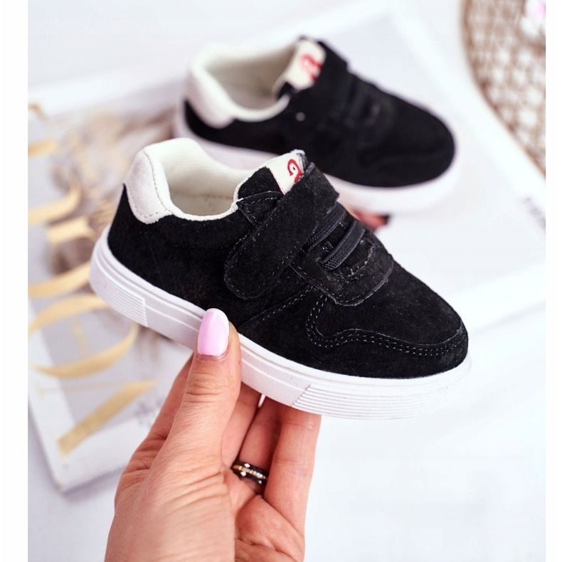 Apawwa Dětské tenisky semišový suchý zip černý Trelmo ['černá'] černá 1