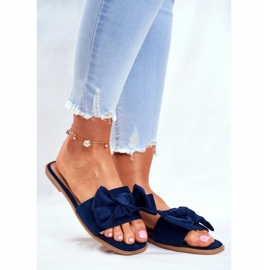 Malajsie Dámské pantofle s tmavě modrými mašlemi námořnická modrá 1