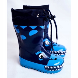 Apawwa Dětské gumové boty do deště Navy Blue Mordeso Shark námořnická modř modrý 1