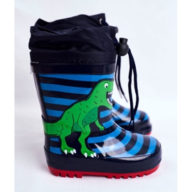 Apawwa Dětské gumové galoše Navy Blue Dinosaur Mordeso námořnická modř modrý zelený 2