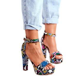 SEA Dámské sandály na vysokém podpatku Barevný had Figaro vícebarevný 1