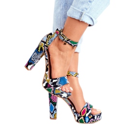SEA Dámské sandály na vysokém podpatku Barevný had Figaro vícebarevný 2