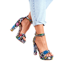 SEA Dámské sandály na vysokém podpatku Barevný had Figaro vícebarevný 3