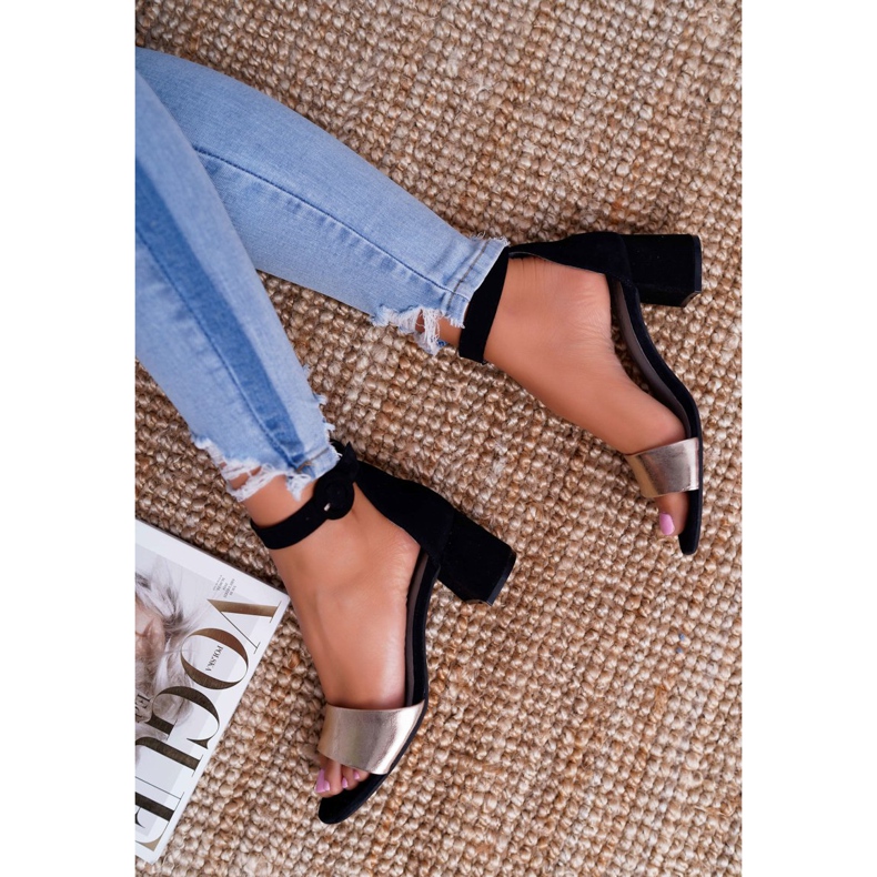 Dámské sandály Maciejka Leather Suede Black 04141-25 / 00-5 černý žluť 4