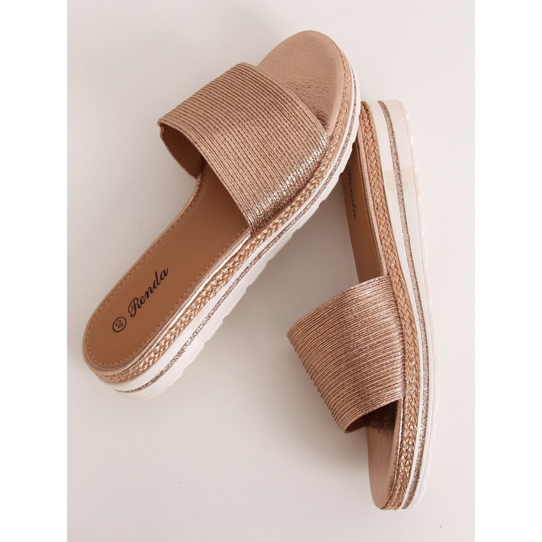 Šampaňské dámské pantofle 222-32 Champagne zlatý 1