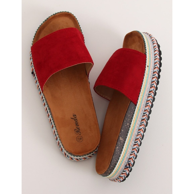 Červené dámské červené pantofle BQ-50 Red 1