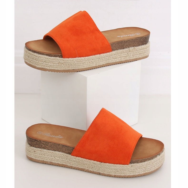 Oranžové pantofle espadrilles 10-215 Orange oranžový 1
