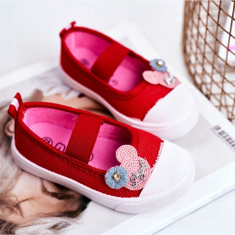 PL1 Dětské červené tenisky na suchý zip Estienne 2