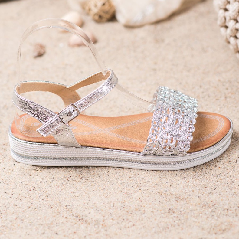 Renda Sandály Na Platformě šedá 1