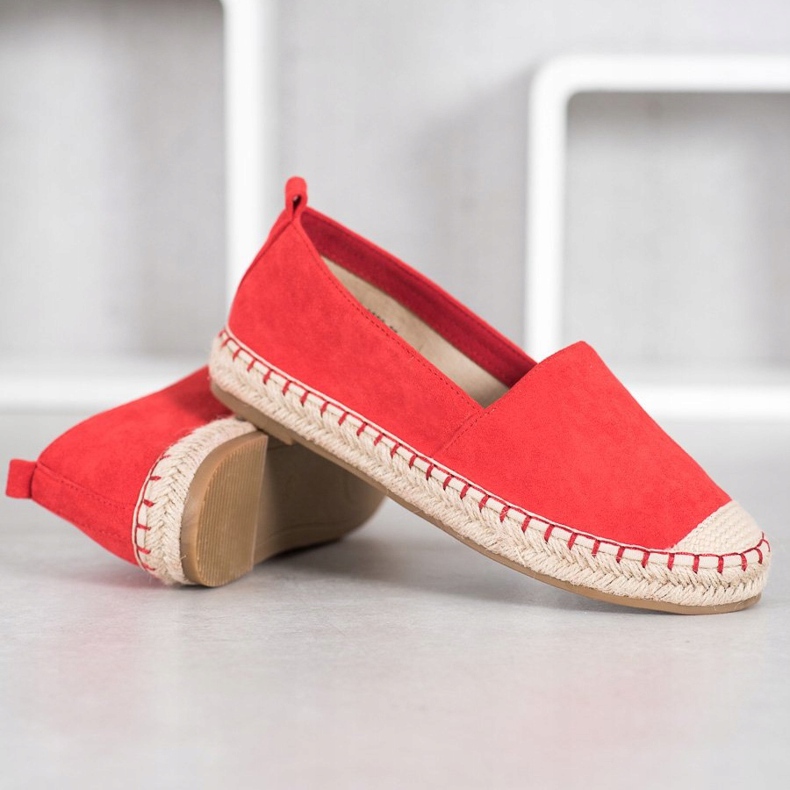 Anesia Paris Pohodlné semišové espadrilky červený 1