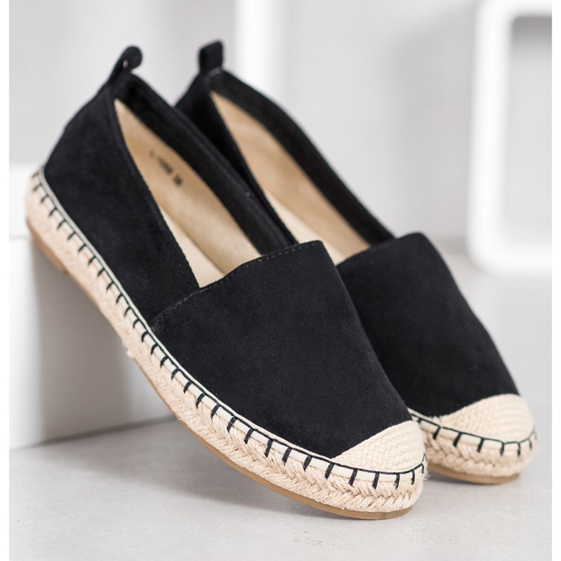 Anesia Paris Pohodlné semišové espadrilky černý 2