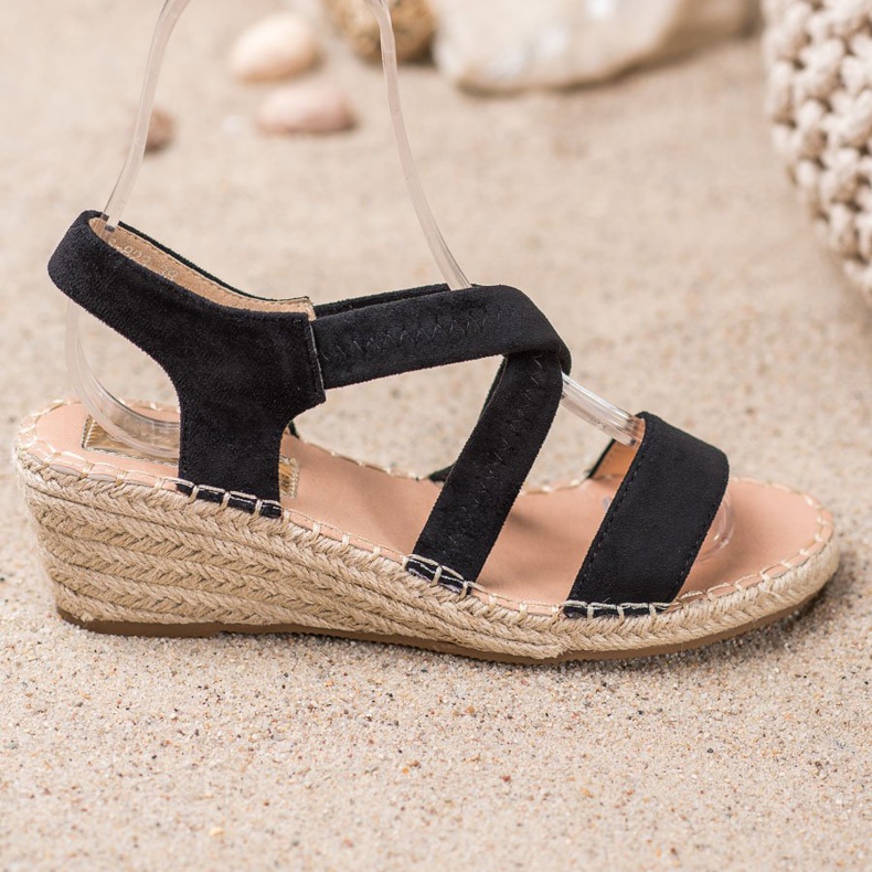 Renda Semišové sandály Espadrilles černý 1