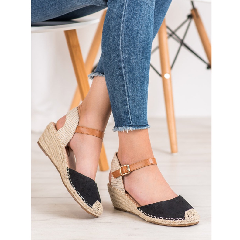 Renda Espadrilky s objevenou patou černá 1