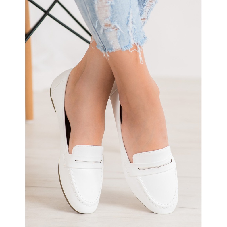 Diamantique Bílé mokasíny s eko kůží bílý 1
