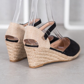 Small Swan Klínové espadrilky černá 3