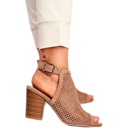 Bellucci Dámské prolamované boty Peep Toe Beige Paradise béžový 3