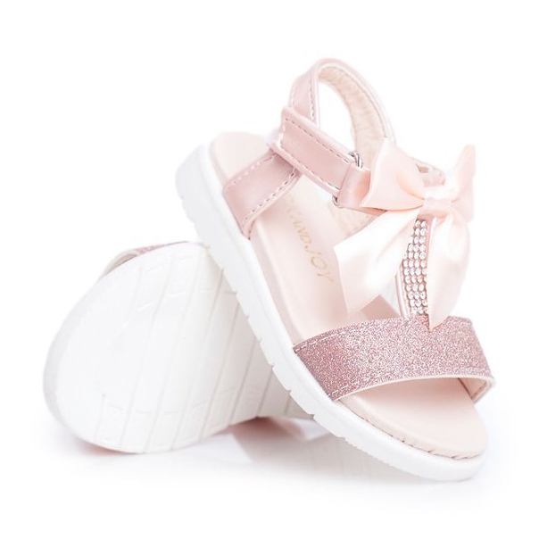 FRROCK Dětské sandály se suchým zipem pro dívky Champagne Bella vícebarevný růžový 4