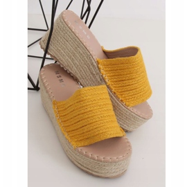 Klínové pantofle medové espadrilky LL909 žluté žluť 1