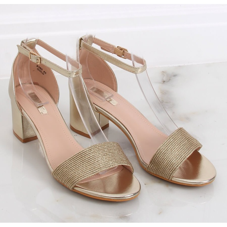 Zlaté sandály na vysokém podpatku 8160 Gold zlatý 2