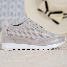 Lesklé kožené tenisky VINCEZA šedá 2