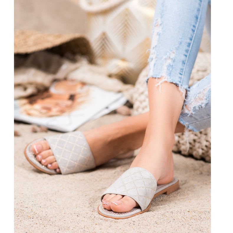 SHELOVET Elegantní semišové pantofle šedá 1