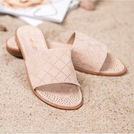 SHELOVET Elegantní semišové pantofle béžový 2