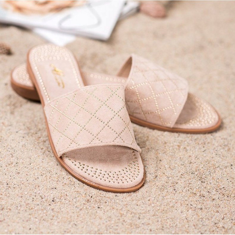 SHELOVET Elegantní semišové pantofle béžový 2